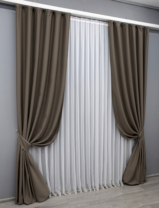 Комплект готових штор VR-Textil Блекаут Midnight № 1673ш Какао 150х290 см 2 шт (33-0567) Київ - фото 3