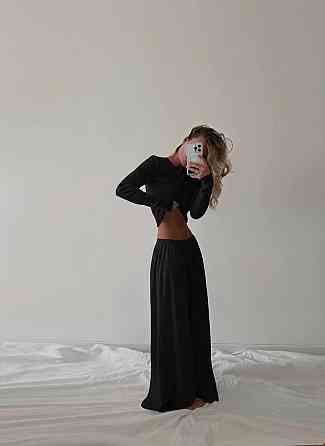 Женский стильный легкий костюм из плотного рубчика Черный, 44/46 Одесса