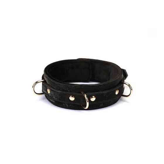 Ошейник с поводком Liebe Seele Boudoir Amor Collar with Leash Black, три кольца Sex Aura Киев