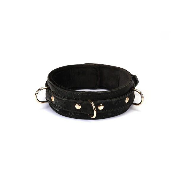 Ошейник с поводком Liebe Seele Boudoir Amor Collar with Leash Black, три кольца Sex Aura Киев - изображение 3