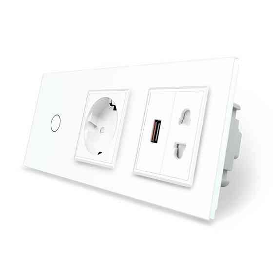 LIVOLO Розумний сенсорний прохідний/перехресний вимикач 1 сенсор 1 розетка 1 USB 1 розетка унів Коломыя