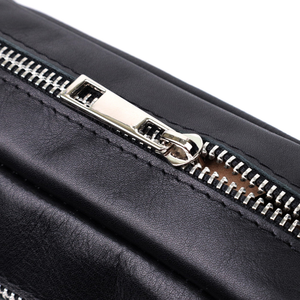 Прямоугольная сумка-бананка для мужчин из натуральной глянцевой кожи Черная (SHVIGEL) Киев - изображение 10