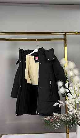 Детская зимняя куртка - пальто для девочки с сумкой 122,128,134,140 черная Николаев