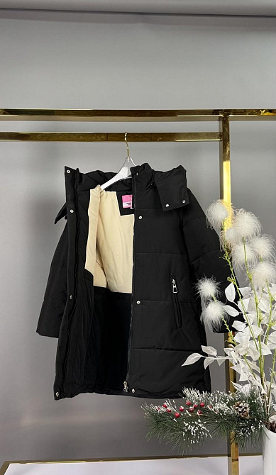 Детская зимняя куртка - пальто для девочки с сумкой 122,128,134,140 черная Николаев - изображение 3