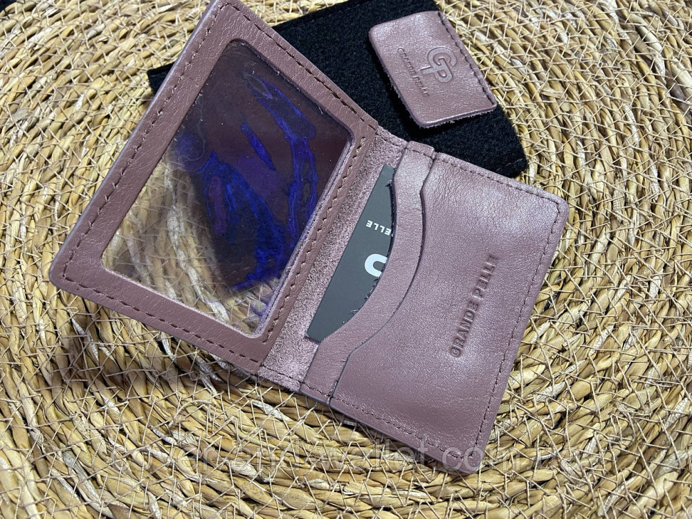 Женская обложка из натуральной кожи для ID-паспорта и авто документов Grande Pelle (цвет пудра) Киев - изображение 3