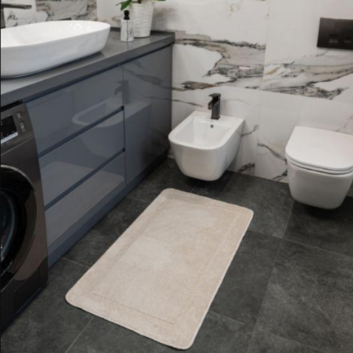 Набір килимків для ванної кімнати 2шт 57*100см+57*50см U-виріз Абстракція Joy молочний тафтинг Дариана Житомир - фото 3