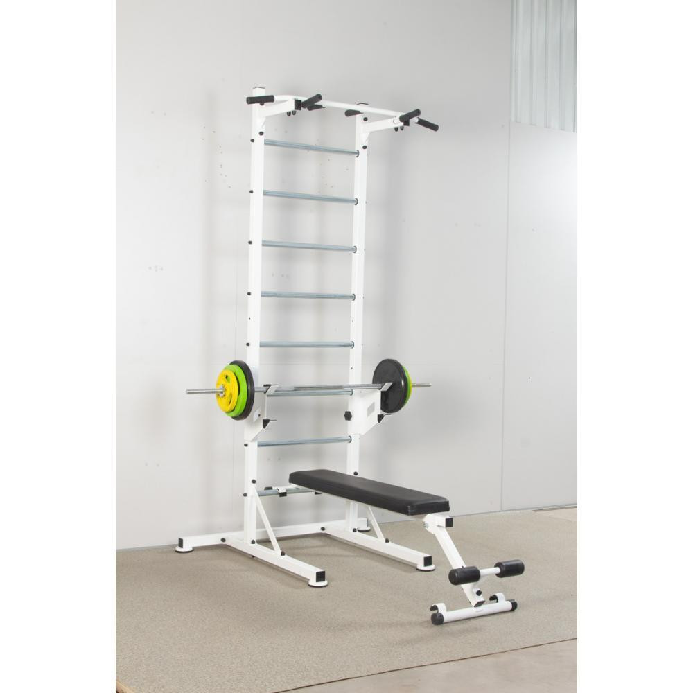 Шведская стенка мобильная напольная без крепления металлическая передвижная напольная со скамьей турником брус Каменское - изображение 9