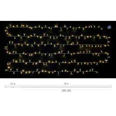Гірлянда Delux STRING С 200 LED 10m Теплий білий/прозорий IP20 (90017981) Вінниця
