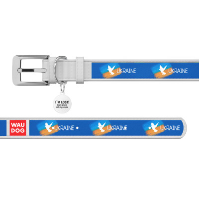 Ошейник для животных WAUDOG Design с QR паспортом "Флаг" Ш 35 мм Д 46-59 см белый (3606-0229-15) Винница - изображение 3