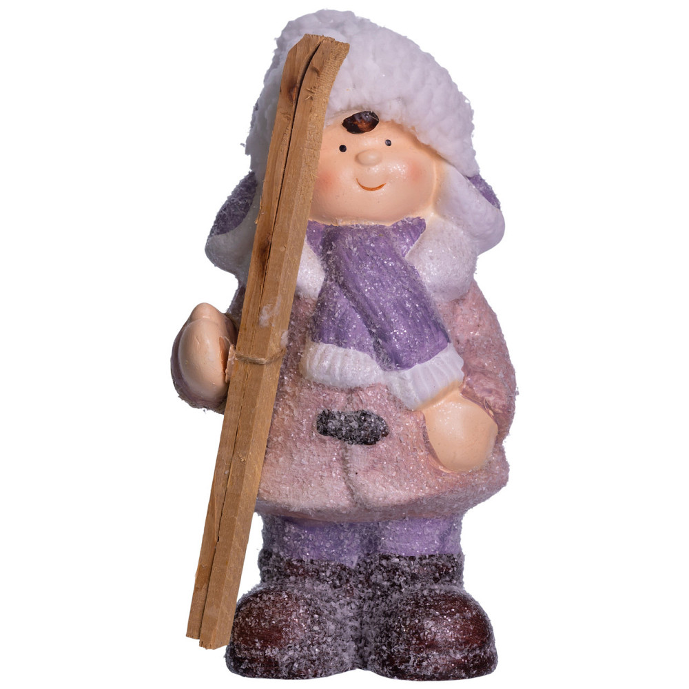 Yiwu Новорічна фігурка Дівчинка з лижами з фарфору 12×10×22 (см) новорічний декор для дому, ква Коломия - фото 4