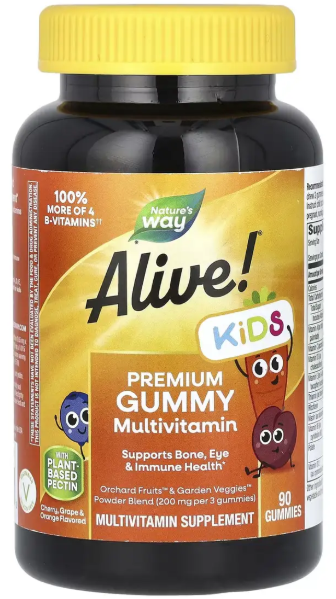 Мультивітаміни для дітей Natures Way Premium Kids Multivitamin 90 gummies Вишня Апельсин Виноград Київ - фото 3