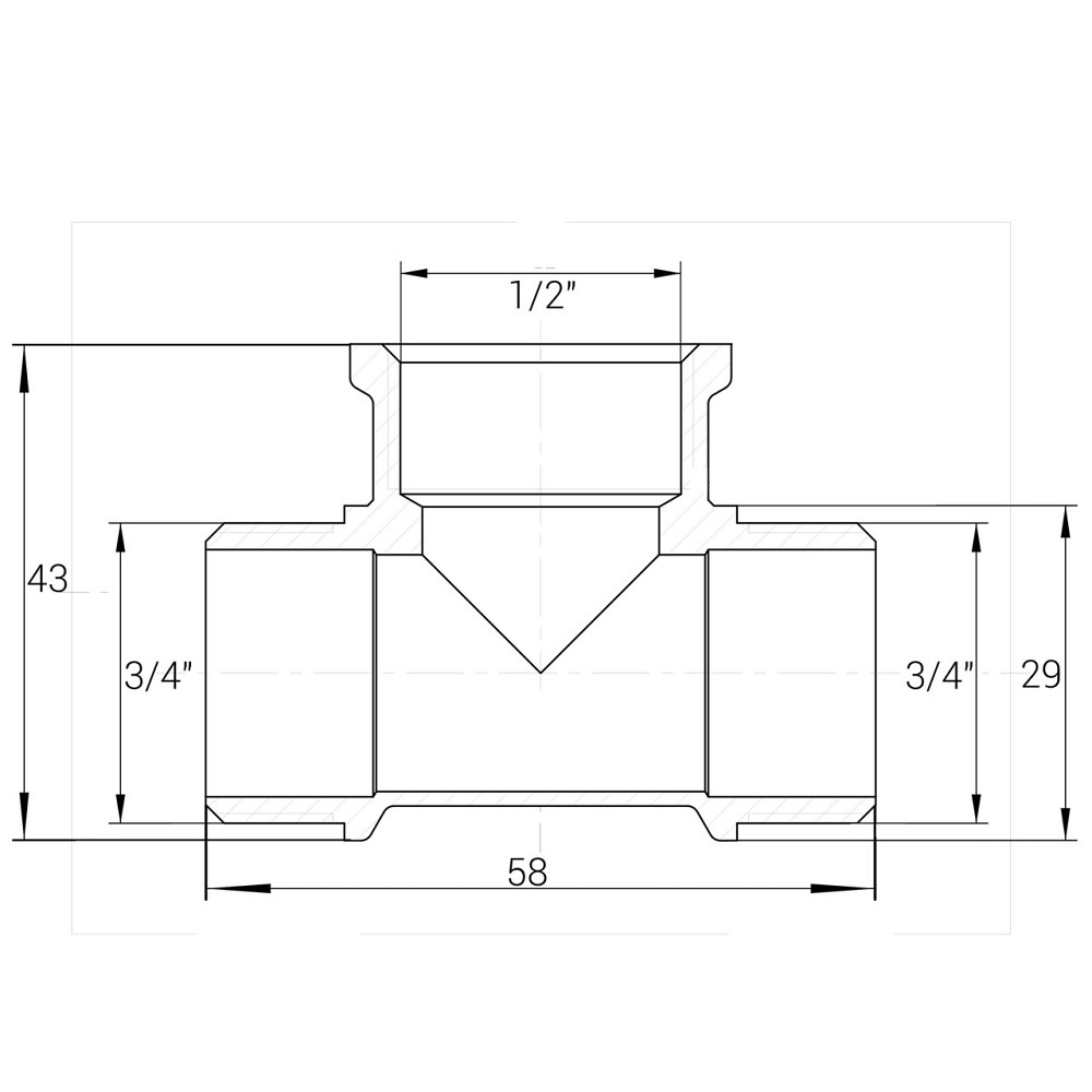 Тройник редукционный латунный 3/4″НР х 1/2″ВР х 3/4″НР штампованный A0224А VA (000025505) Киев - изображение 2