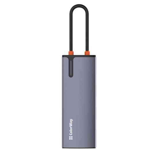 Док-станція ColorWay USB-C 6-в-1 Type C PD 100W/USB3.0х3/USB2.0/RJ45 (CW-HUB03) ( Сірий ) Харьков