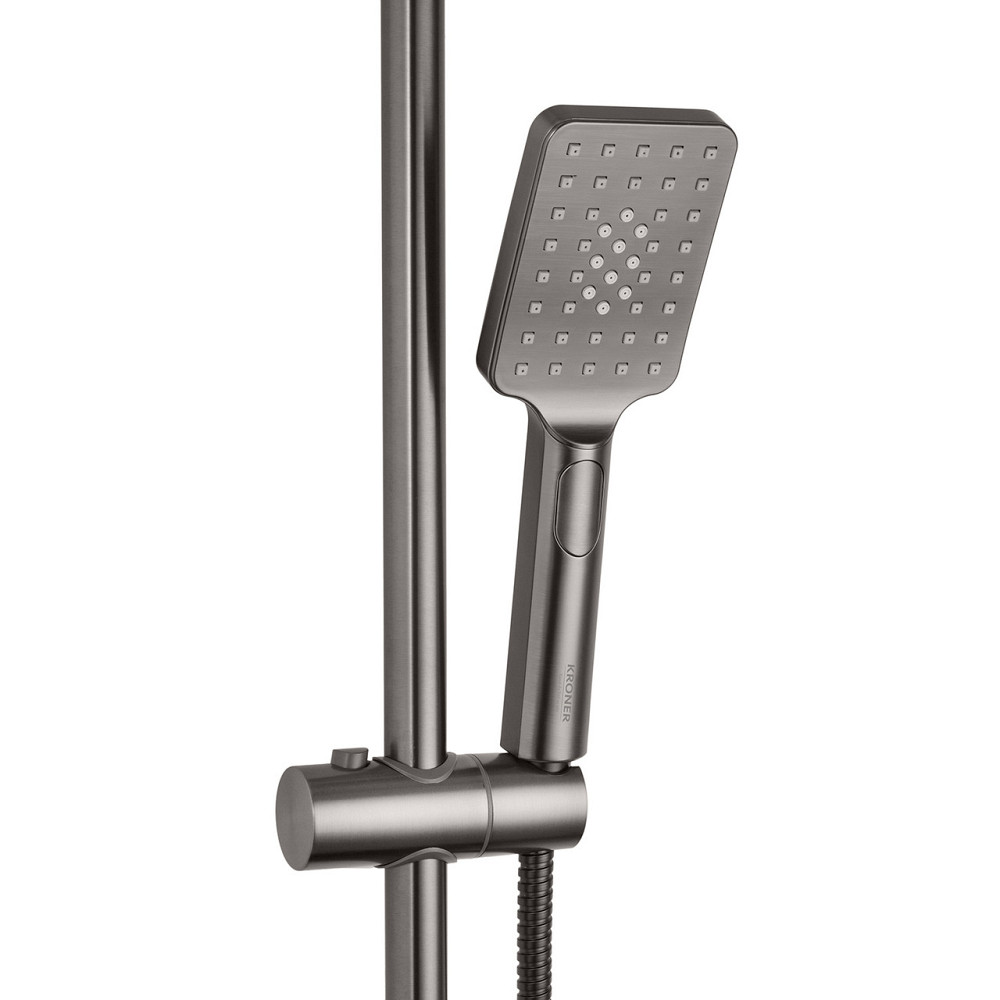 Душова система пристінна Kroner KRP Armada з гігієнічним душем - GRP066 графіт Київ - фото 3