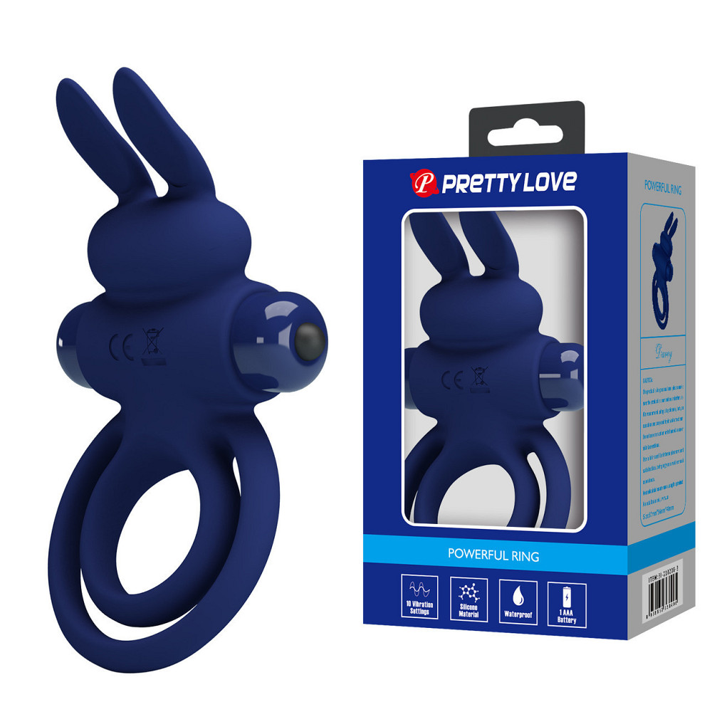 Ерекційне кільце - Pretty Love Vibro Penis Ring Bunny III Dark Blue Sex Aura Київ - фото 1