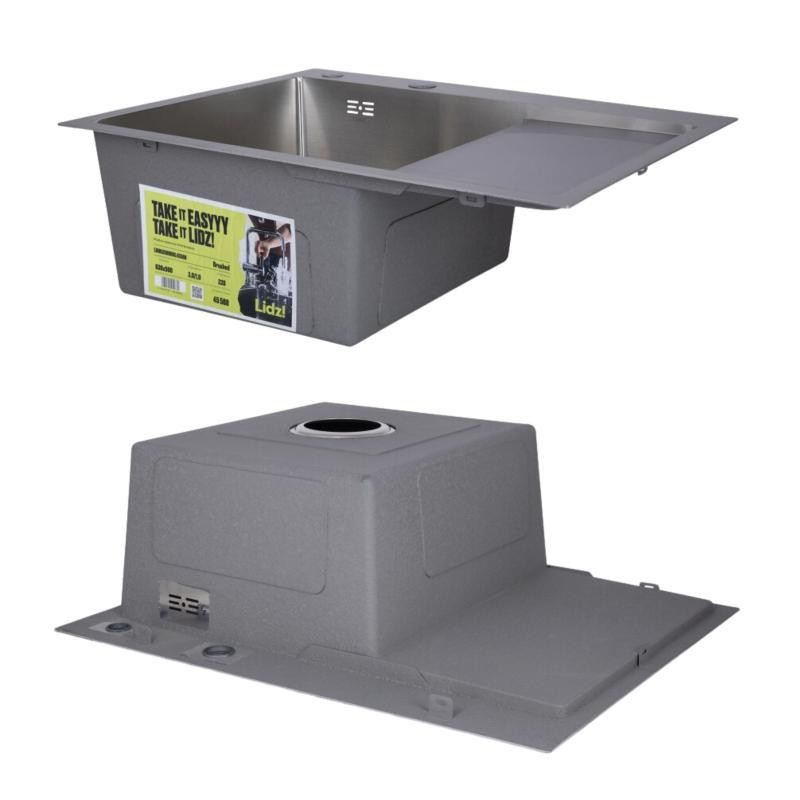 Мойка для кухни интегрированная Lidz Handmade H6350R крыло справа Brushed в комплекте с дозатором и корзиной Киев - изображение 4