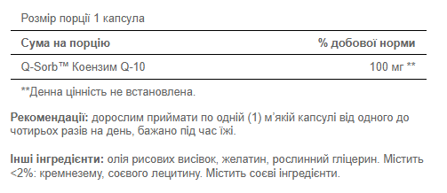 Коензим Puritan`s Pride Q-10 Q-SORB 100 mg 60 softgels Київ