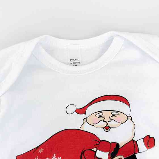 Детский новогодний боди с длинным рукавом Christmas vibe рост 86 см (12 - 18 месяцев) Malena Белый с принтом Кривой Рог