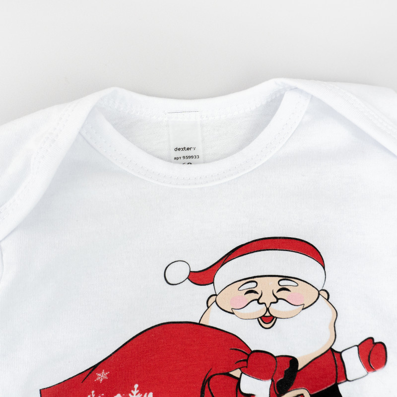 Детский новогодний боди с длинным рукавом Christmas vibe рост 86 см (12 - 18 месяцев) Malena Белый с принтом Кривой Рог - изображение 2