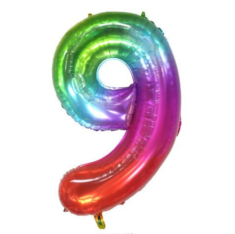 Кулька цифра 9 фольгована 40 дюймів різнобарвний Київ - фото 1