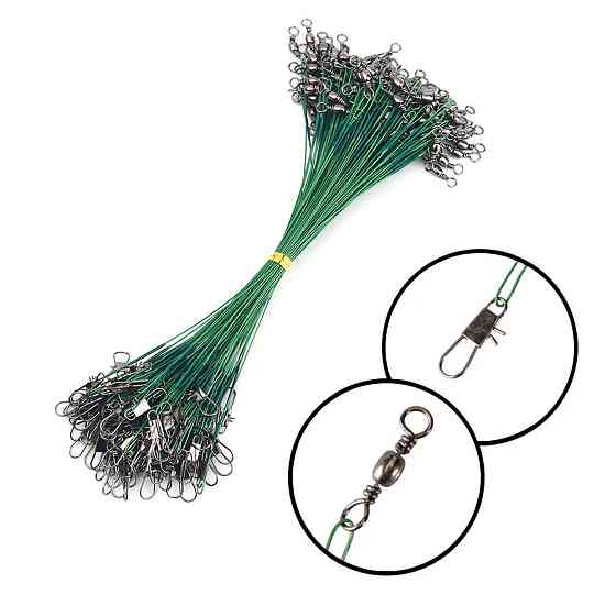 Поводки для рыбалки стальные 20 см, 20 шт с застежкой Киев