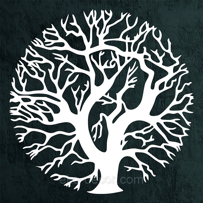 Декоративное настенное 3D Панно «Дерево в кругу» Декор на стену с объемом 90*90 см, Белый Киев - изображение 7