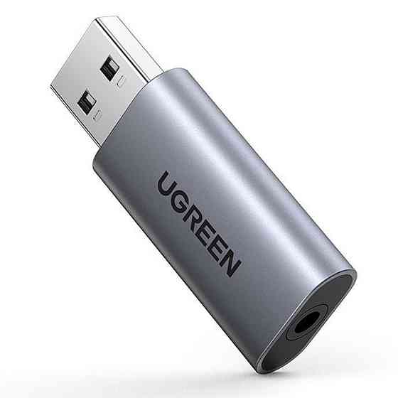 Зовнішня звукова карта USB 2.0 to 3.5m Аудіоптер TRS стерео OMTP/CTIA UGREN CM383 (Сіра) Миколаїв