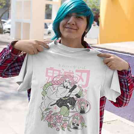 Футболка для хлопчика з аніме принтом Вбивця демонів оверсайз (зріст від 165 до 180) Чорний AnimeJ0830m Дніпро