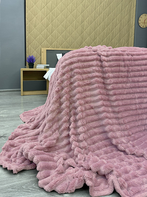 Плед-покривало смужка Шарпей 210х220 см (+-10см) Пудровий (87-199) Київ - фото 7