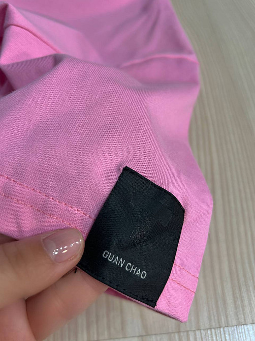 Футболка женская A-N 26075 оверсайз базовая с нашивкой, розовый, one size Киев - изображение 3