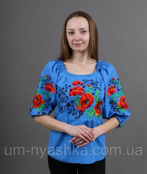 Блузка з вишивкою вишиванка "Сучасна" для жінок і дівчаток-підлітків Темно-синя р.S Кривий Ріг - фото 2