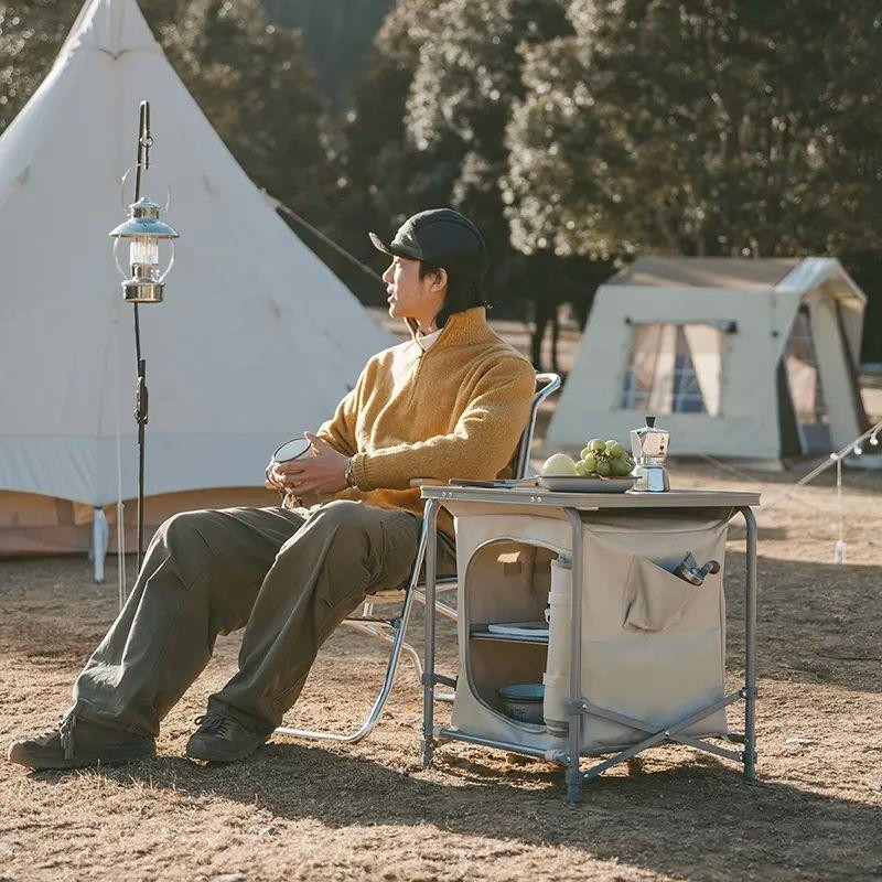 Розкладний туристичний стіл з полицями Naturehike CNH22JU031 (Бежевий) Вінниця - фото 3