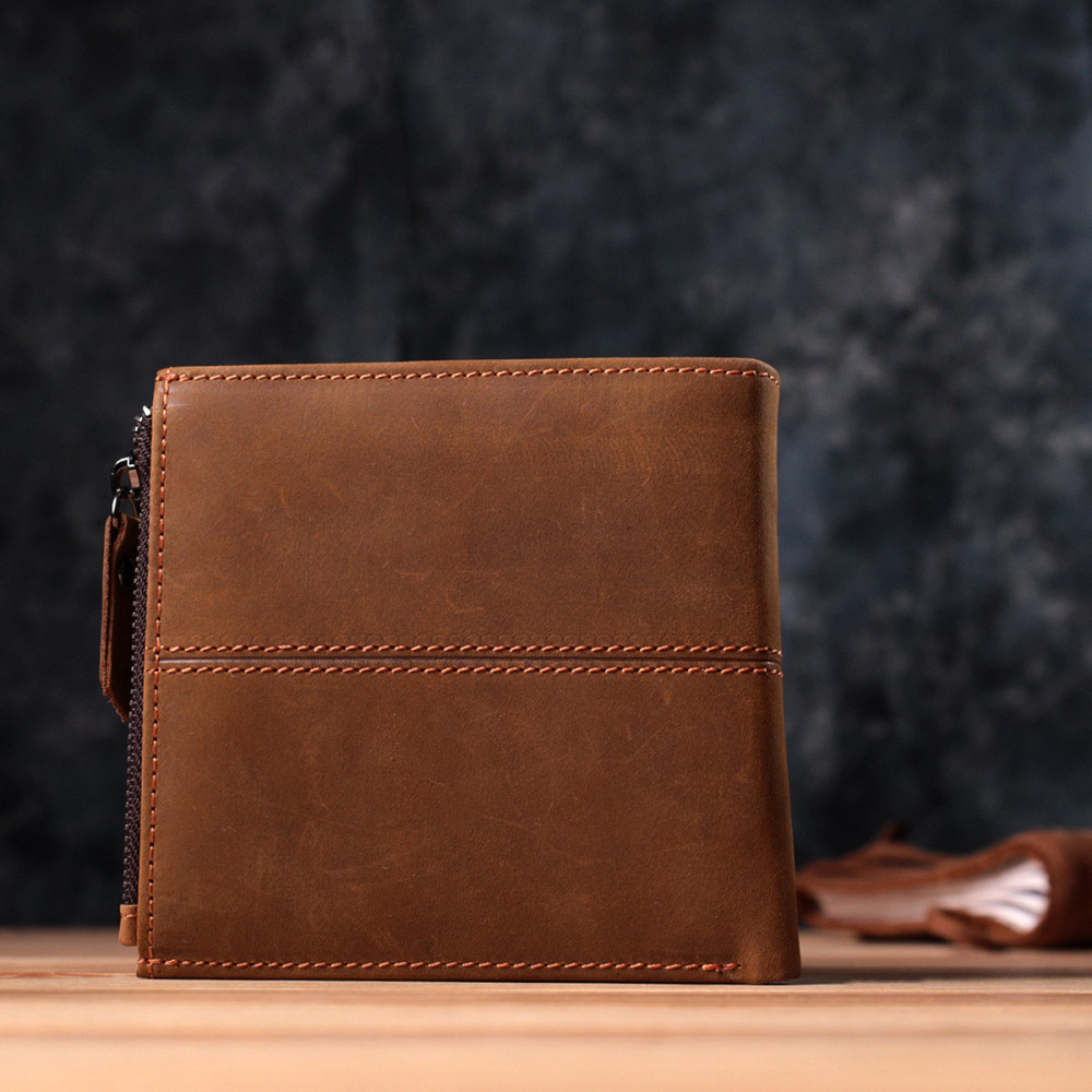 Мужской кожаный кошелек для карт купюр и монет Vintage 22856 Коричневый Киев - изображение 20