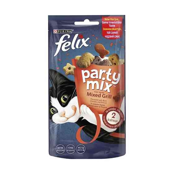 Ласощі FELIX Party Mix Гриль Мікс для дорослих котів, зі смаком курки, яловичини та лосося, 60 г Київ