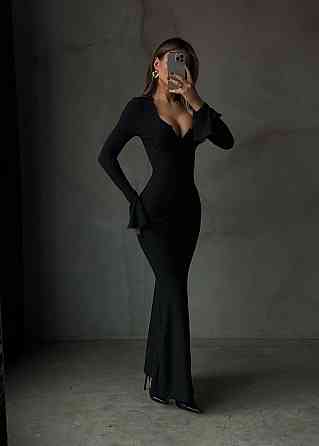 Женское элегантное, притягательное макси платье турецкое ангоро Черный, 44/46 Одесса