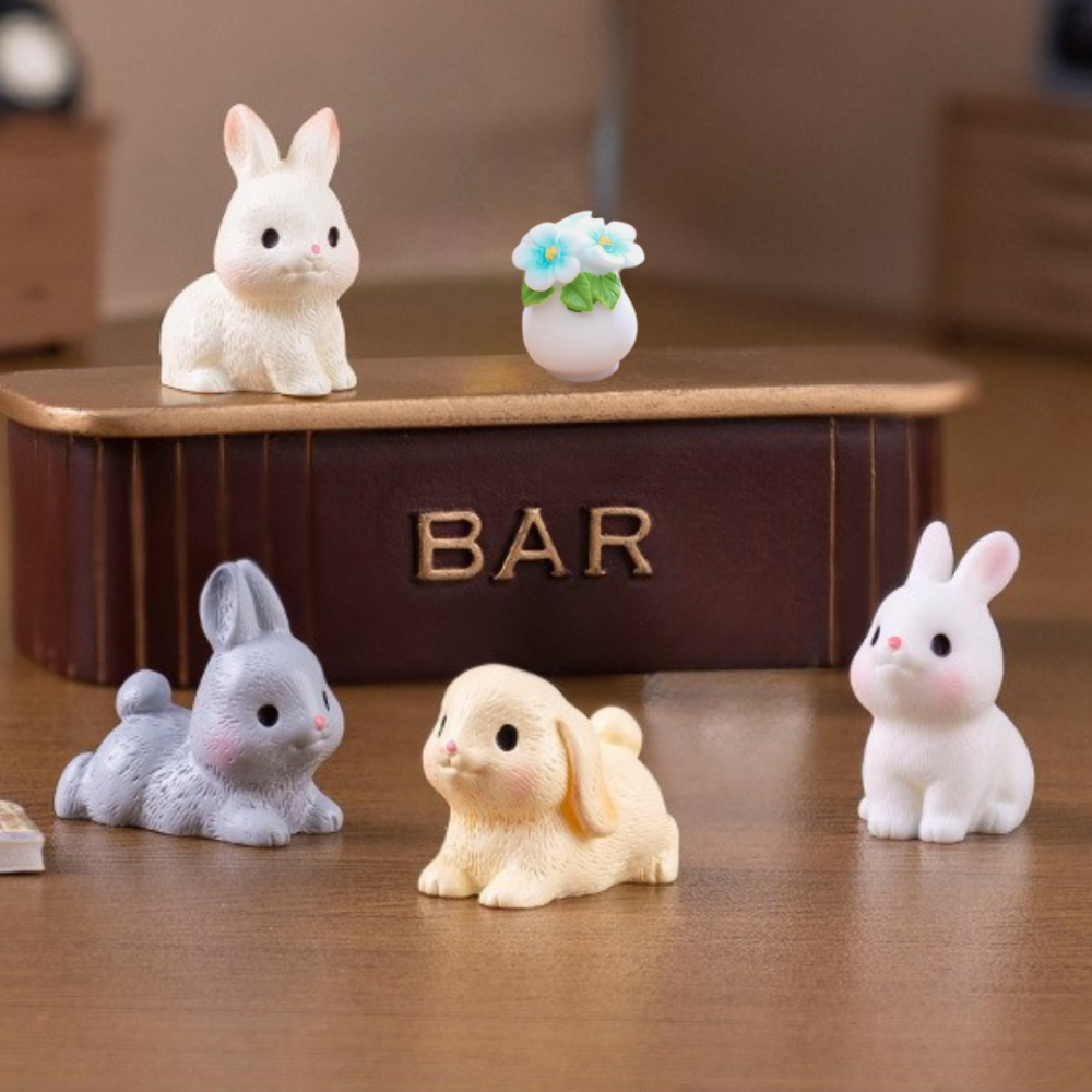Фігурки Кролики 2.6 х 2.4 см Набір 4 шт Мініатюра для міні-саду Одеса - фото 1