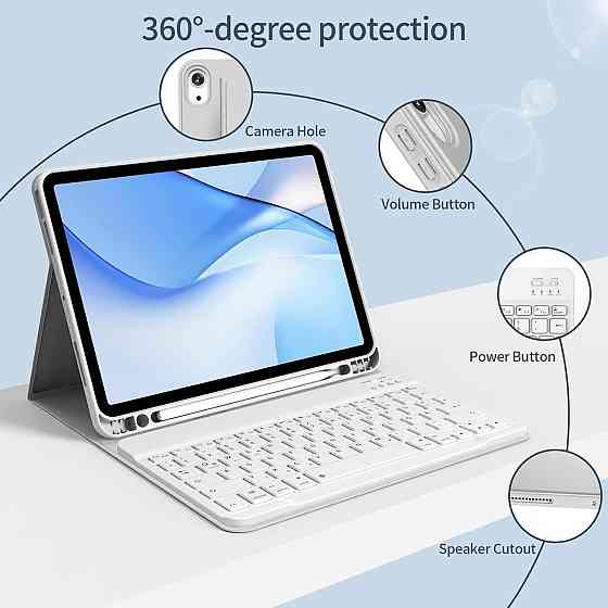 Чехол с клавиатурой для iPad Air 11-inch(M2) 2024/ iPad Air 5 2022/Air 4 2020 10.9/iPad 4-го покол. 10.9 / iPad Pro 11 2018 Днепр