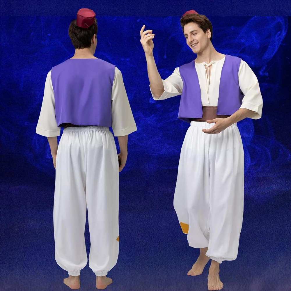 Костюм Аладдін Prince Ali біло-золотистий арабський жилет штани сорочка капелюх лампа карнавальний Київ - фото 6