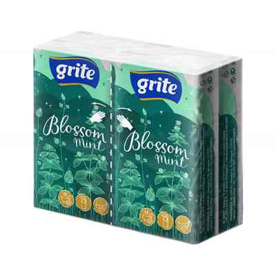 Салфетки косметические Grite Blossom mint 3 слоя 10 шт х 4 пачки (4770023349146) Винница