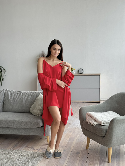 Шелковая ночная рубашка Красный XS/S Харьков - изображение 6