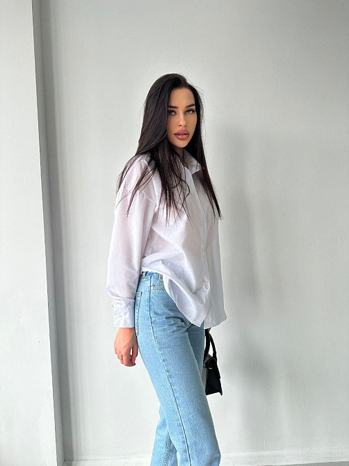 Жіноча базова біла сорочка з бавовни 46/48 Одеса - фото 5