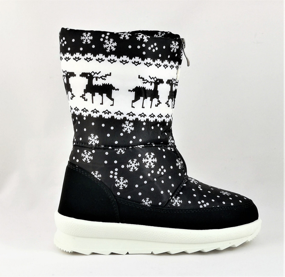 Зимові жіночі Дутики Чоботи на Хуху Теплі Чорні з Оленами (розміри: 37,38,39,40) Дніпро - фото 9