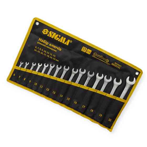 Набор ключей рожково-накидных 6-22 мм 15 шт (ткан. чехол) CrV Мукачево