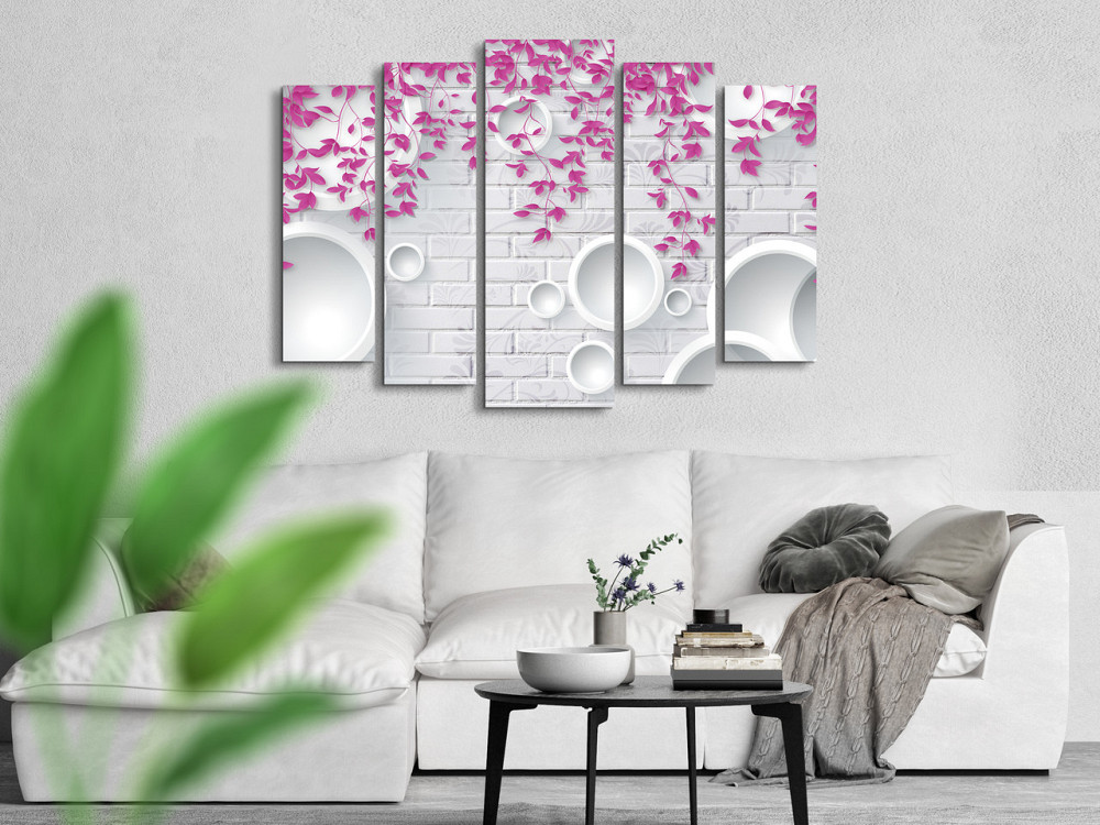 Модульна картина у вітальню / спальню Абстракція Рожеві Листки Art-386_5 ( 80х118см ) Київ - фото 2