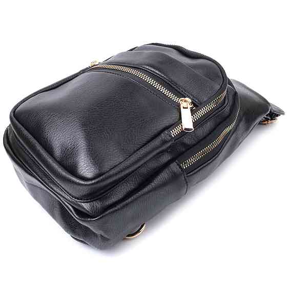 Интересная женская сумка с одной лямкой через плечо из экокожи Vintage 22759 Черный Киев