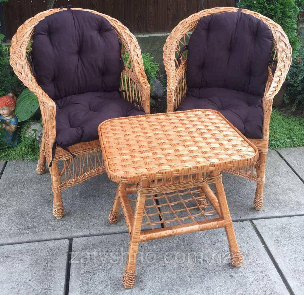 Мебель из лозы  с маленьким столом| Дачная плетеная мебель | мебель балконная с накидками Киев - изображение 2