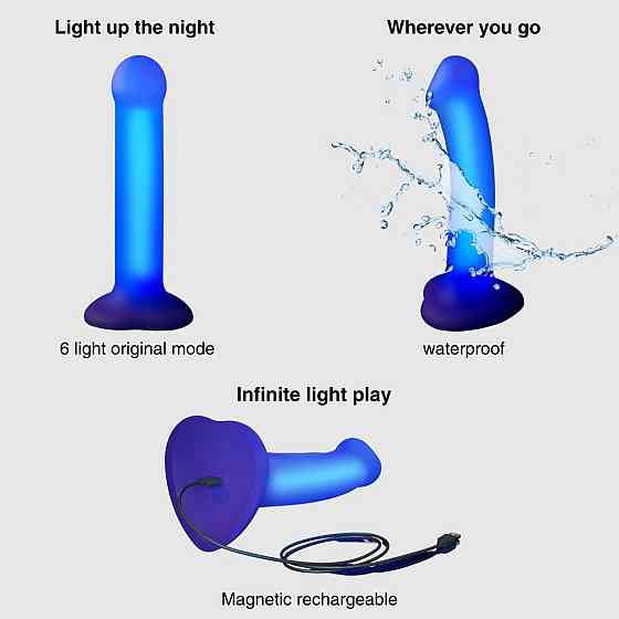 Дилдо, що світиться Strap-On-Me Glow-LED Dildo Purple - M Sex Aura Київ