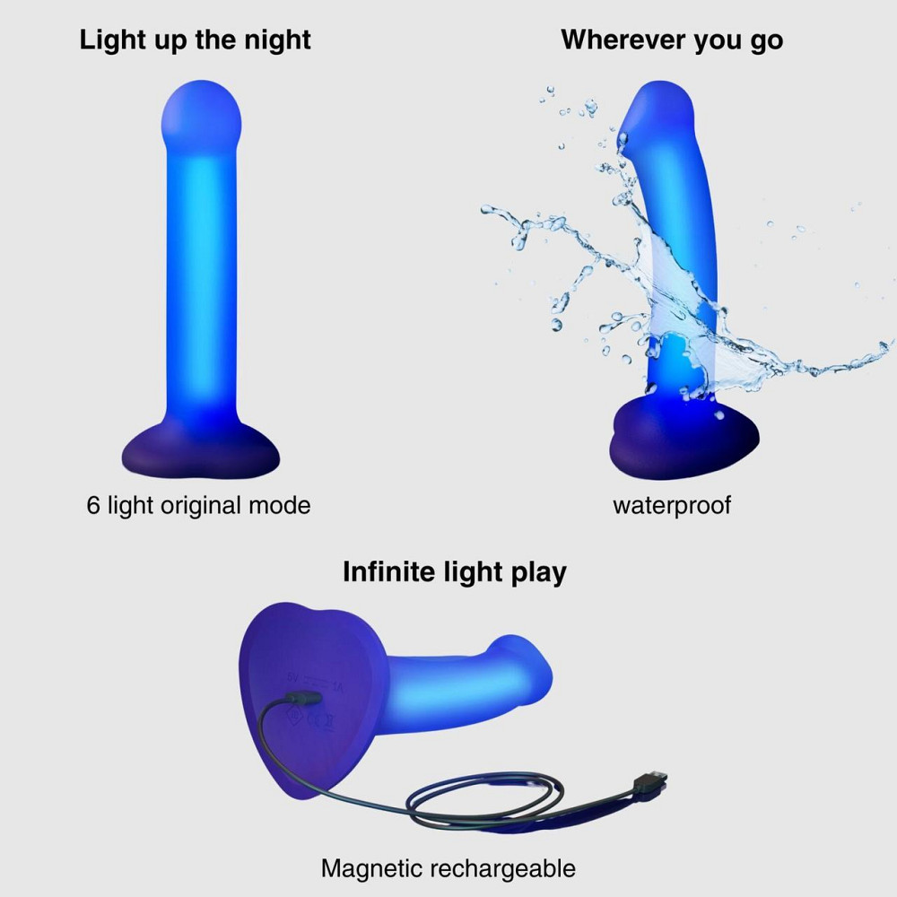 Дилдо, що світиться Strap-On-Me Glow-LED Dildo Purple - M Sex Aura Київ - фото 2