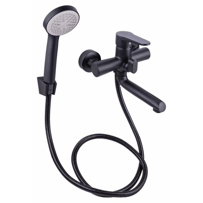 Змішувач для ванни Lidz (BLA) 14 43 006-1 New з душовим гарнітуром, чорний Київ - фото 1