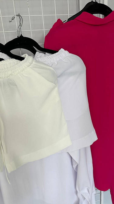 Костюм-тройка женский летний с шортами и брюками Молочный XS-S Харьков - изображение 10